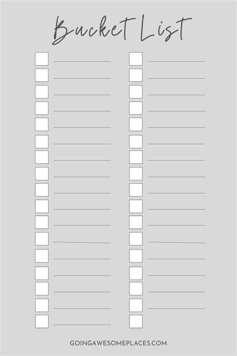 Travel Bucket List Template With Blank Checkboxes And Lines Money