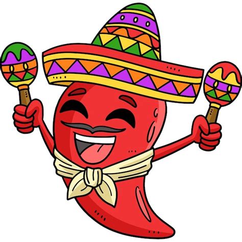 Cinco de mayo jalapeño sombrero cartoon clipart Vector Premium