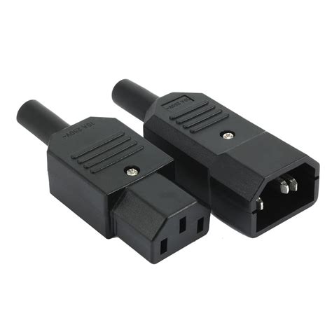 Uxcell 1pair Ac250v 10a 3 Pins Terminals Panel Mount Iec C14 Male C13 Female Inline Adapter