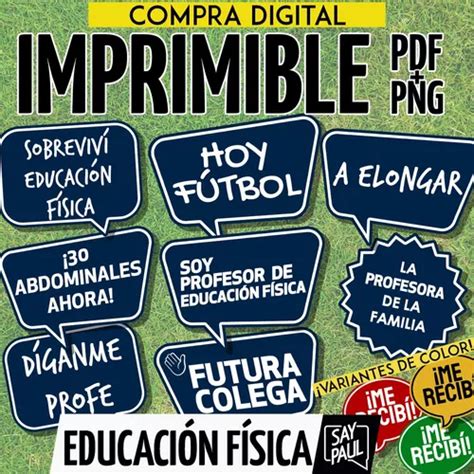 Kit Imprimible Props Cartelitos Recibida Educaci N F Sica Mercadolibre