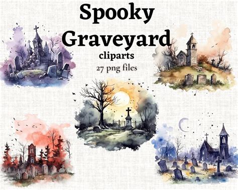 Halloween Graveyard Clipart, Spooky Graveyard PNG, Scary Cemetery Image ...