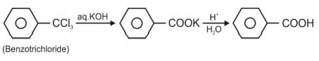 Benzotrichloride On Reaction With Aq KOH Followed By Hydrolysis Gives