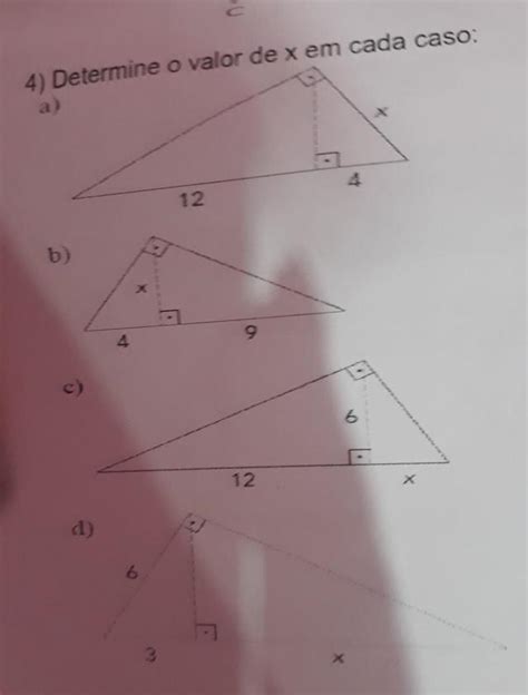 Determine O Valor De X Em Cada Caso Brainly Br