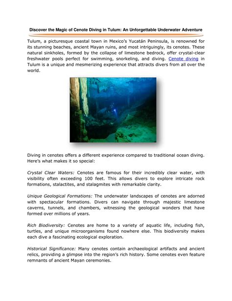 Ppt Discover The Magic Of Cenote Diving In Tulum An Unforgettable