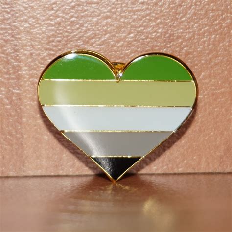 Aromantic Pride Heart Shaped Small Enamel Pin Pridepoint