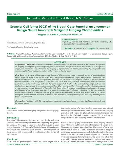 Pdf Granular Cell Tumor Gct Of The Breast Case Report Of An