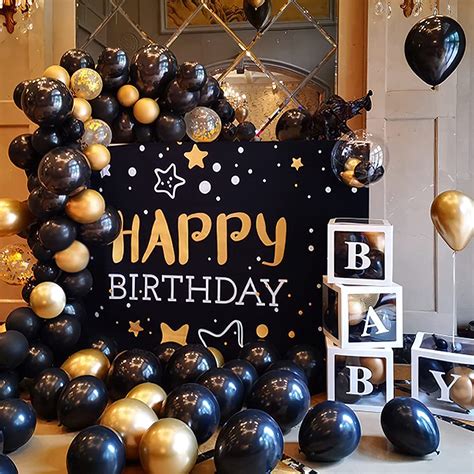 Black and Gold Balloon Garland Kit, 114Pcs Black and Gold Balloons ...