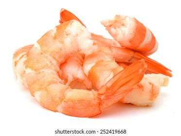 Two Cooked Unshelled Tiger Shrimps Isolated Stock Photo 122218651