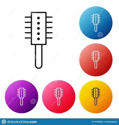 Black Line Hairbrush Icon Isolated On White Background Comb Hair Sign