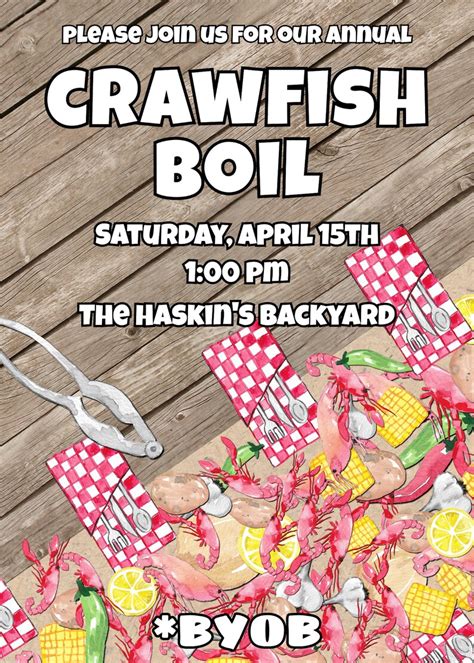 Crawfish Boil Invitation Digital Template Cajun Party Crawfish Boil