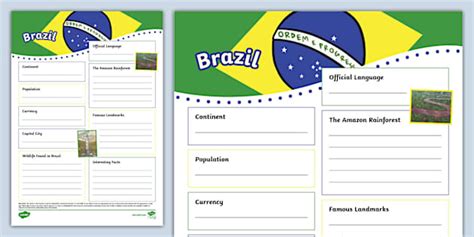 Brazil Fact File Template Hecho Por Educadores Twinkl