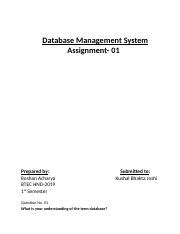 Assignment Docx Database Management System Assignment Prepared