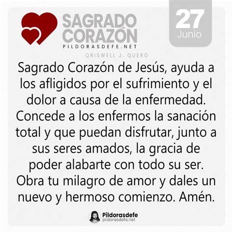 Oración al Sagrado Corazón de Jesús para el día 27 de junio