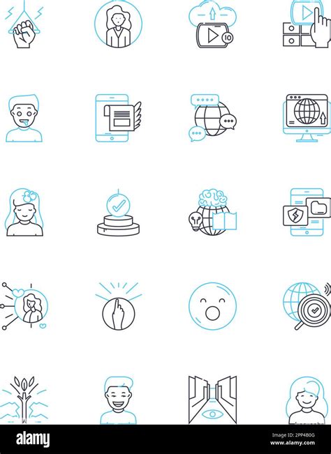 Social Branding Linear Icons Set Identity Messaging Reputation