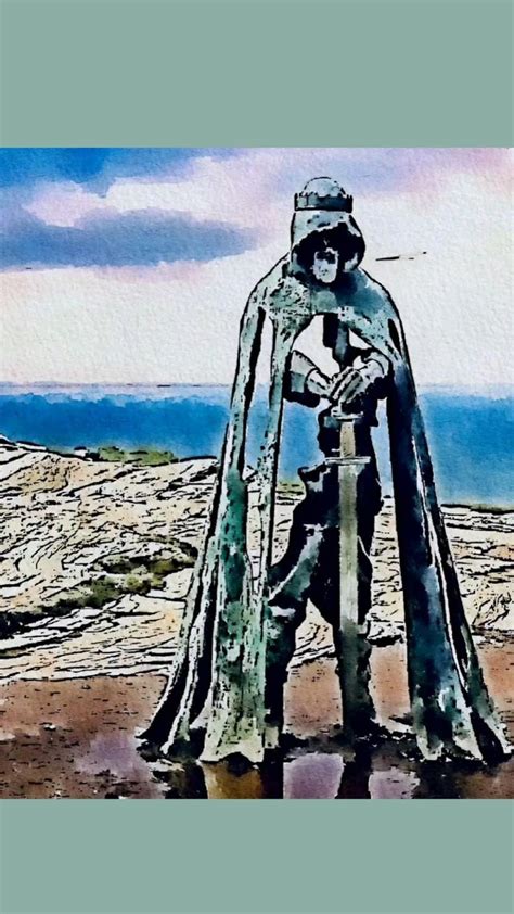 Tintagel King Arthur Statue Digital Painting by Kindred