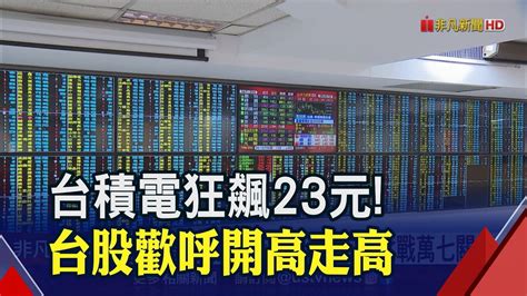 台積電狂飆23元 台股走高大漲213點收16505 金融 非凡新聞