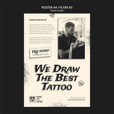 Plantilla de póster de estudio de tatuajes Archivo PSD Gratis