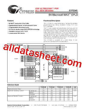 CY7C343 Datasheet PDF Cypress Semiconductor