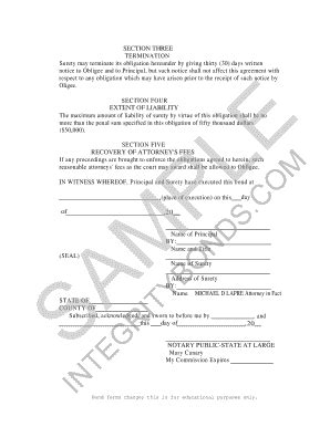 Fillable Online Kentucky Mortgage Broker Bond Form Integrity Surety