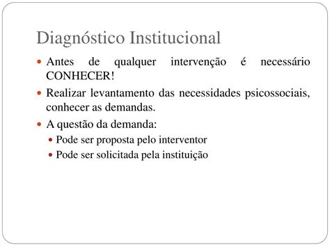 Ppt Caracteriza O Institucional E Diagn Stico Das Necessidades