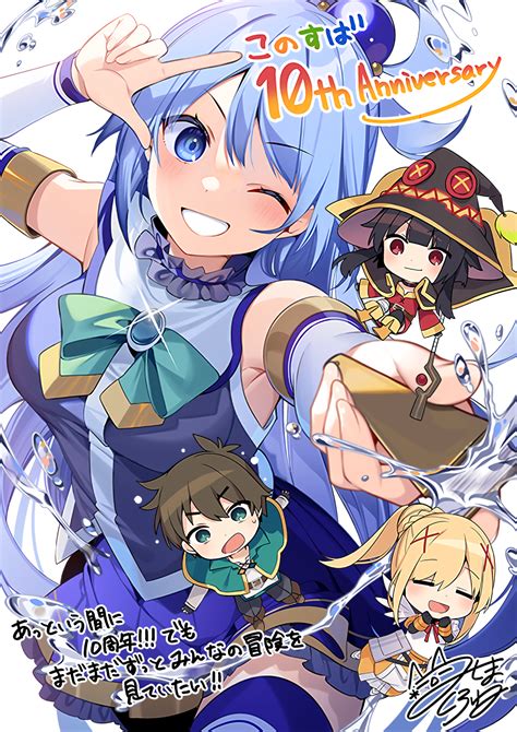 Safebooru 1boy 3girls Aqua Konosuba Armor Asymmetrical Legwear Bandaged Leg Bandages Belt