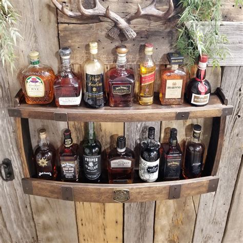 Whiskey Barrel Shelve Display Whiskey Liquor Rack Liquor Cabinet The Living Barrel