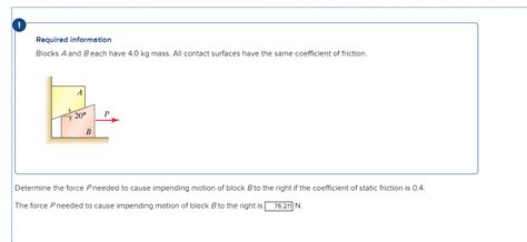 Solved Required Information Blocks A And Beach Have 4 0 Kg Chegg