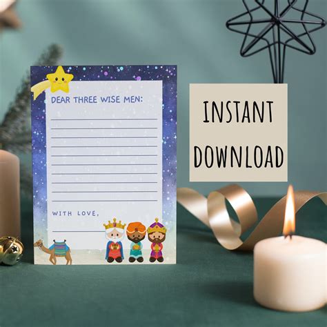 Printable Three Wise Men Letter Letter To Wise Men Wise Men Etsy