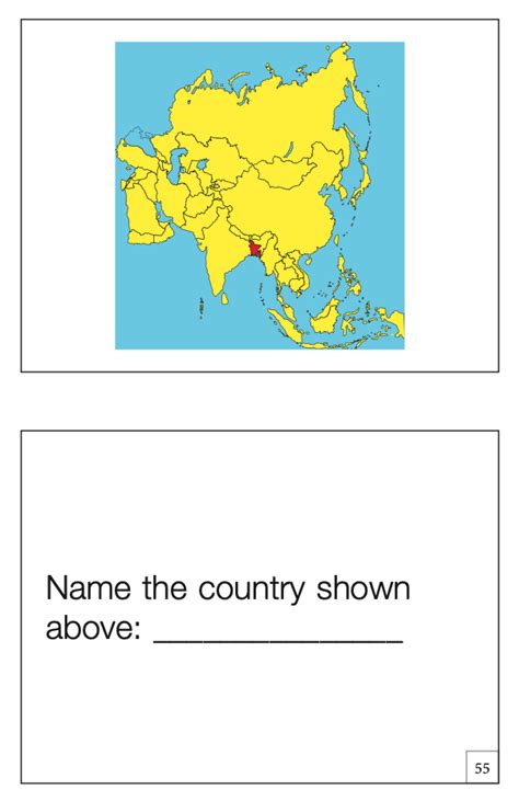 Montessori Materials: Puzzle Map of Asia Workbook (Printed)