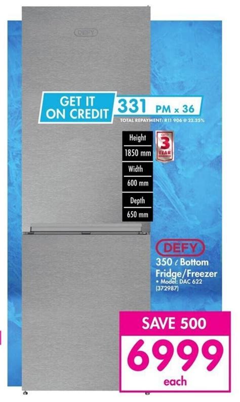 DEFY 350 L Bottom Fridge Freezer Offer At Makro