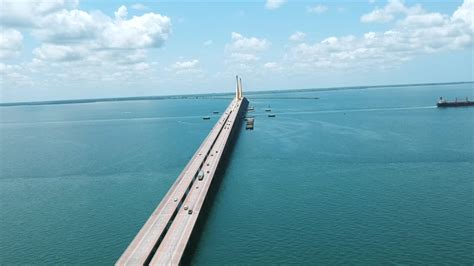 Premium Stock Video Drone Sunshine Skyway Bridge Aerial Video Of New