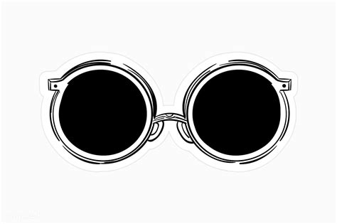 Black Round Vintage Sunglasses Vector Premium Image By Sasi Round Sunglasses