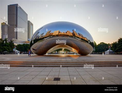 The Sculpture Cloud Gate Also Known As The Bean At Millenium Park At