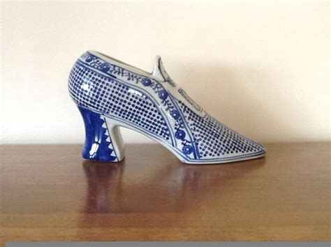 Vintage Ceramic Porcelain Shoe Delft Blue And White Etsy