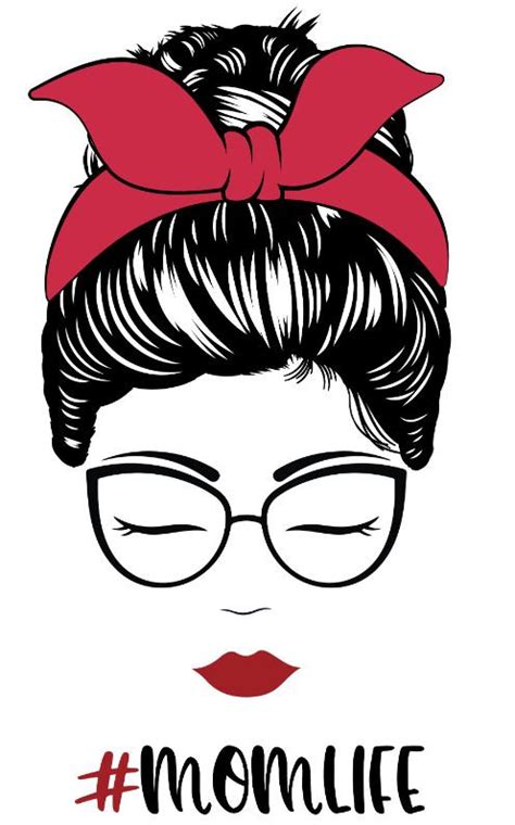 Messy Bun Momlife Stong With Bandana And Glasses Svg Png Etsy