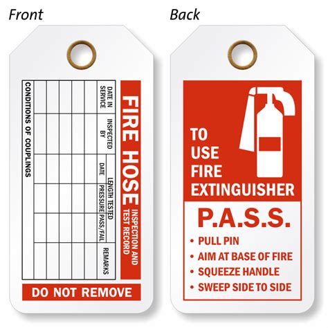 Fire Hose Inspection Tags Fire Extinguisher Inspection Tags