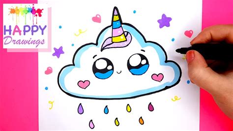 HOW TO DRAW CUTE UNICORN CLOUD EASY - COMPILATION OF 3 cute drawings ...