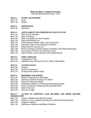 Fillable Online Mncourts RULES OF ADOPTION PROCEDURE Mncourts Fax