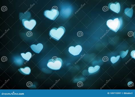 Blurred Blue Heart Shape Bokeh Background Stock Image Image Of