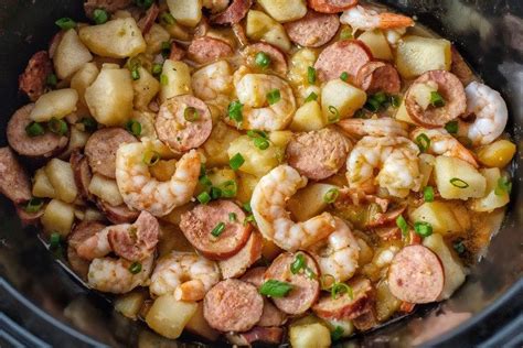 Crockpot Cajun Smothered Potatoes With Sausage And Shrimp Coop Can