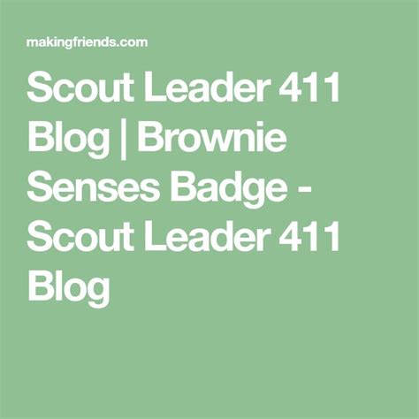 Brownie Senses Badge | Scout leader, Girl scouts, Girl scout leader