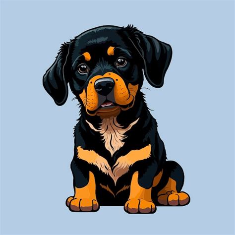 Ilustra O Bonita Dos Desenhos Animados Do C O Rottweiler Vetor Premium