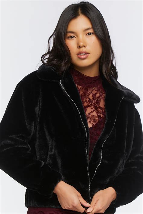 Faux Fur Zip Up Coat