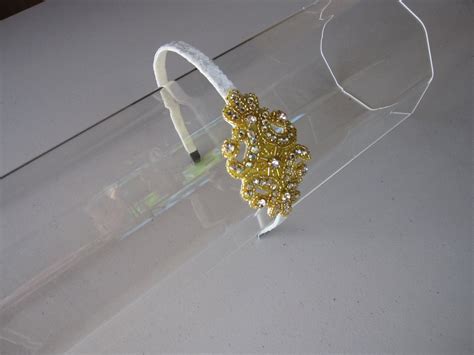 Gold Crystal Applique Headband With Lace Trim For Weddings Etsy