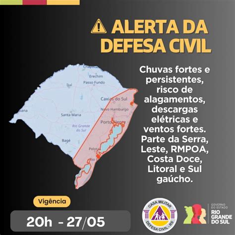 Defesa Civil Alerta Chuvas Fortes E Persistentes Risco De Alagamentos