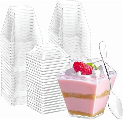 Amazon Zezzxu 100 Pack 2 Oz Mini Square Dessert Cups With Lids