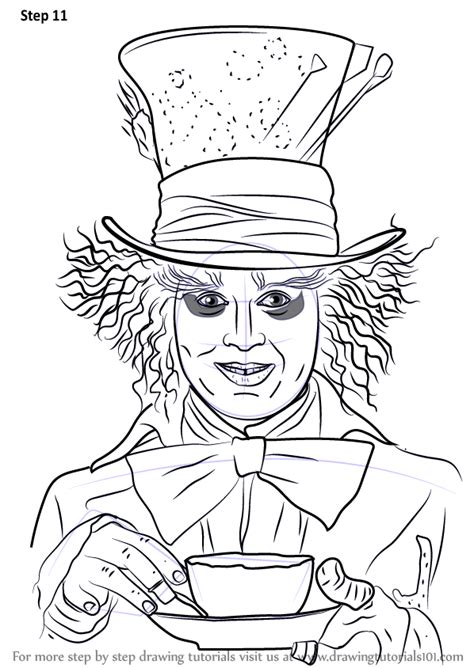 Step By Step How To Draw Mad Hatter Drawingtutorials Cartoon