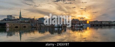 Stockholm Sweden, sunrise panorama city skyline at new town Stock Photo ...