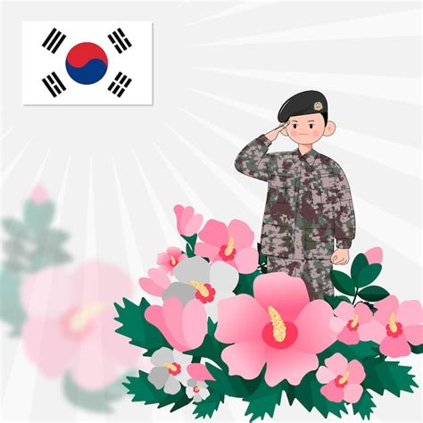 premium vector  soldier saluting  national flag