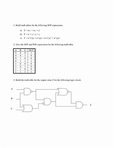 Build Truth Tables For The Following SOP Expressions Chegg